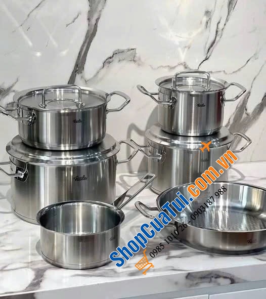 BỘ NỒI TỪ CAO CẤP FISSLER ORIGINAL PROFI PURE - 6 MÓN VUNG THÉP, ĐẸP TINH TẾ đến từng chi tiết.