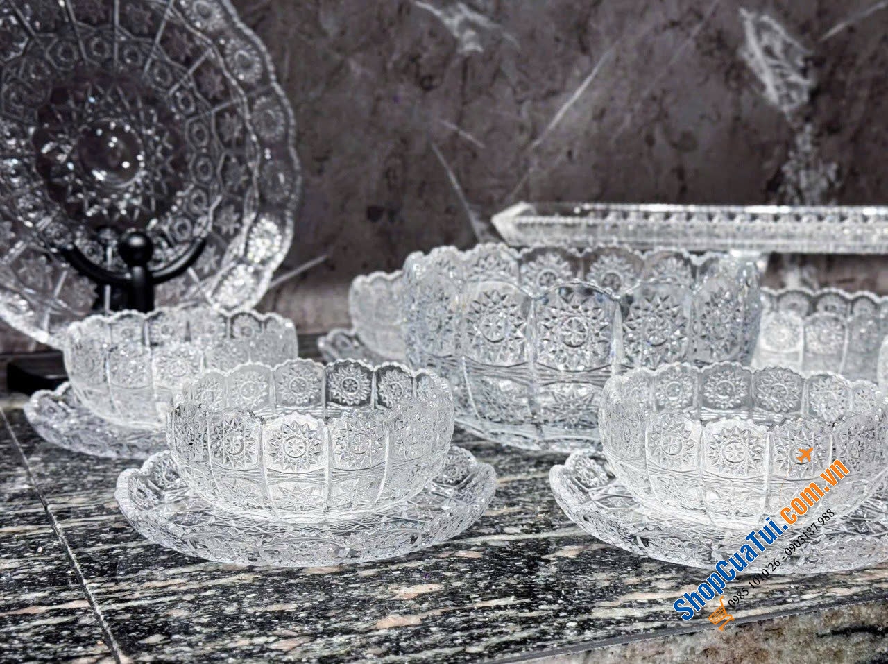 Set 7 bát họa tiết mài Vessen - Set 7 bát bao gồm 1 bát to 21cm và 6 bát nhỏ 13,5cm hoạ tiết M57