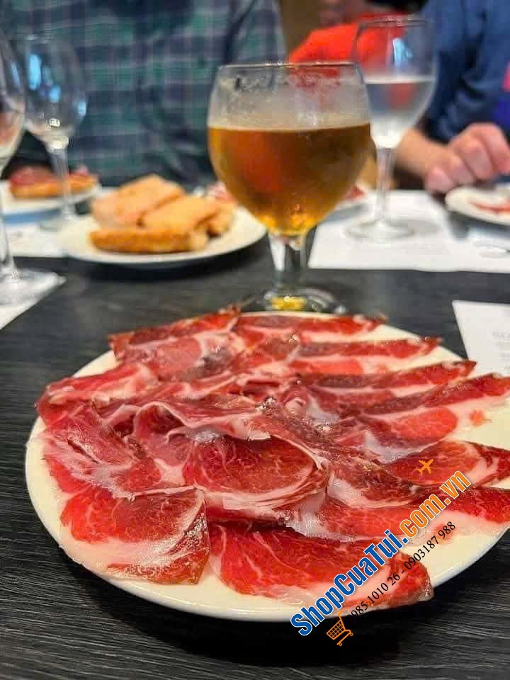 Set Quà tết 3A: Set Quà 3 món với Đùi heo muối Mini Jamón Curado 1kg - tặng kèm dao và giá đỡ