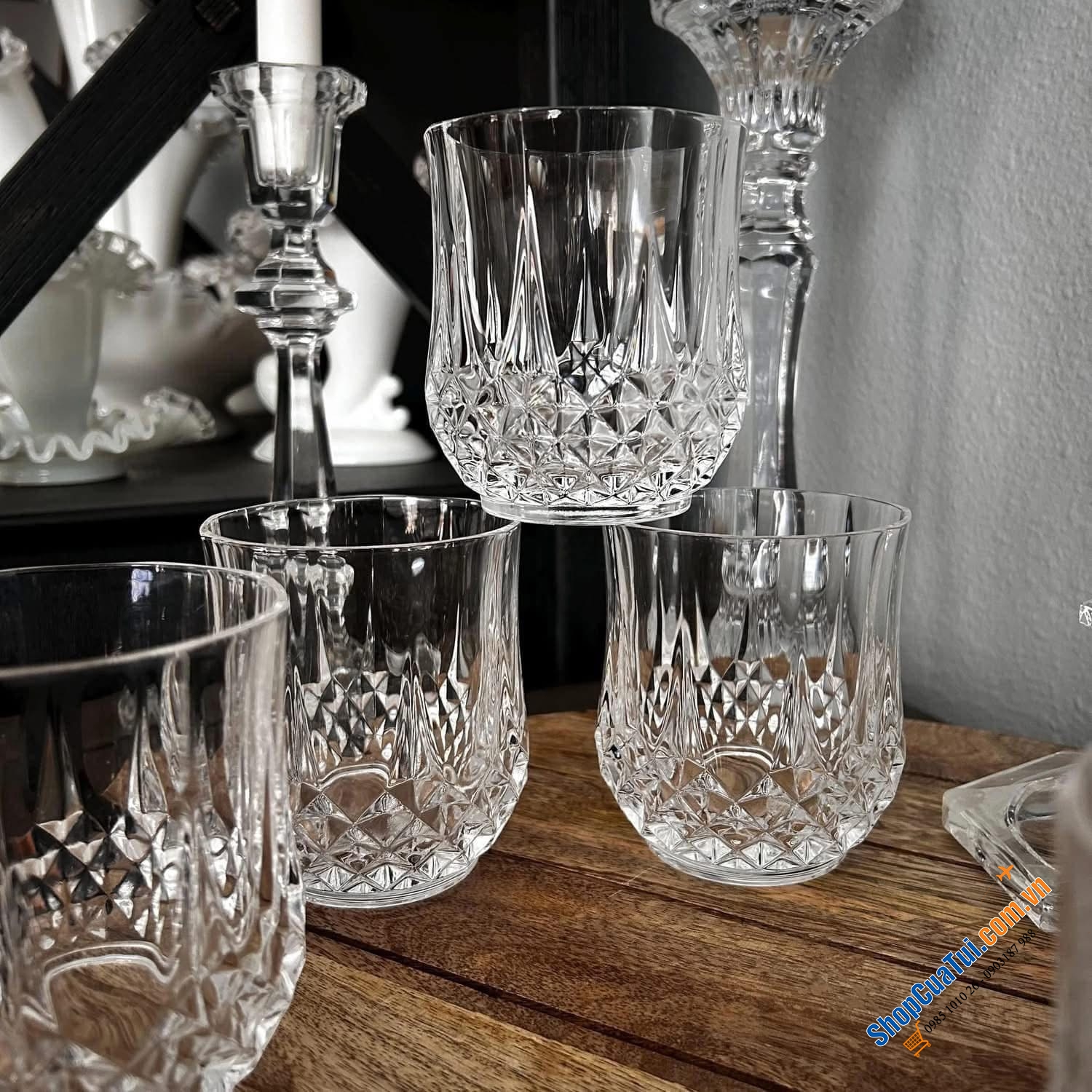 Set 6 cốc 320ml thuộc bộ Longchamp Crystal - Made in France