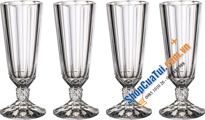 Set 4 Ly vang champagne flute Villeroy Boch 145ml Opera 3789-8130 Made in Germany