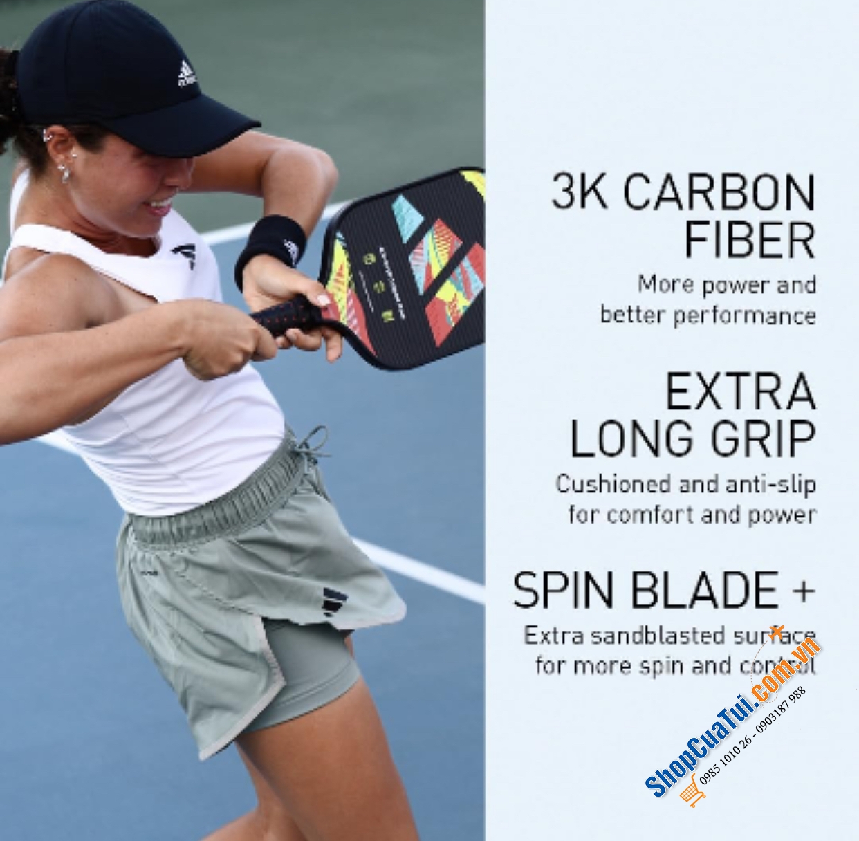 Vợt Pickleball Adidas Adipower Team ATTK2 - Dành cho người chơi ở trình độ trung cấp và nâng cao.