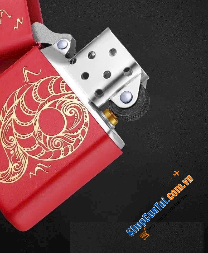 Bật lửa Zippo Rắn vàng trong bộ sưu tập 12 con giáp Châu Á tuyệt đẹp - Made in USA