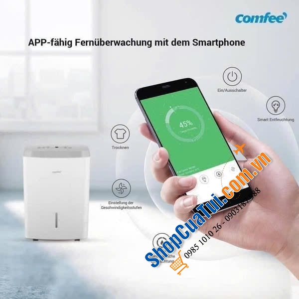 MÁY HÚT ẨM COMFEE MDDF-20DEN7-WF   - CÔNG SUẤT 20L (Tương đương phòng từ 40 - 60m2) - KẾT NỐI APP - WIFI.