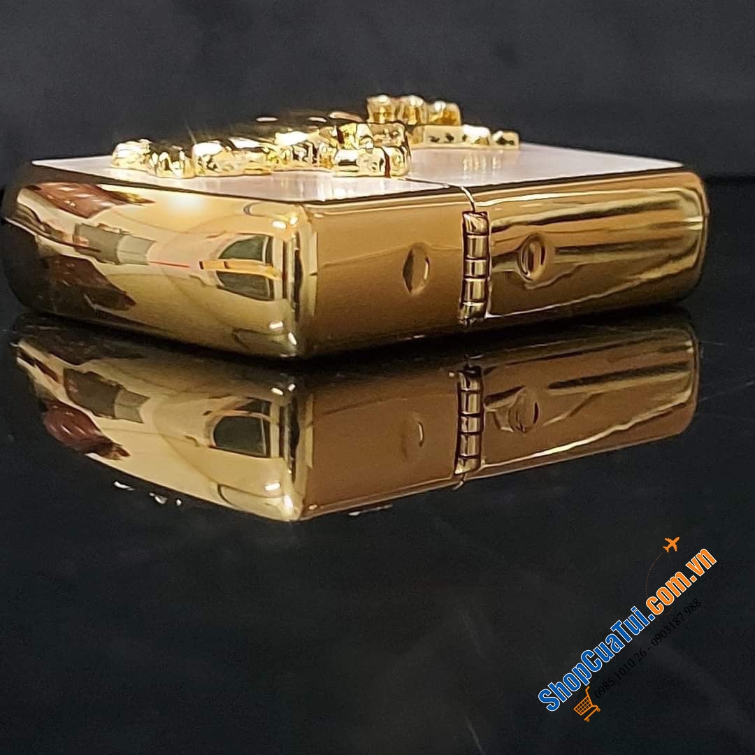 Bật lửa Zippo ngựa vàng mã đáo thành công - chú ngựa mạ vàng khắc nổi đầy tinh xảo nổi bật