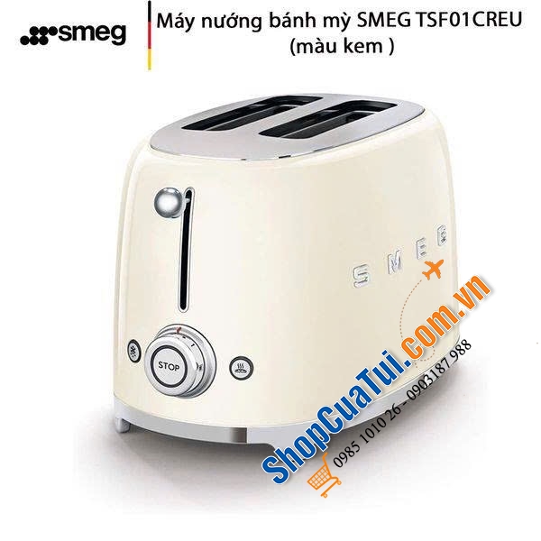 MÁY NƯỚNG BÁNH MỲ SMEG TSF01CREU MÀU KEM.