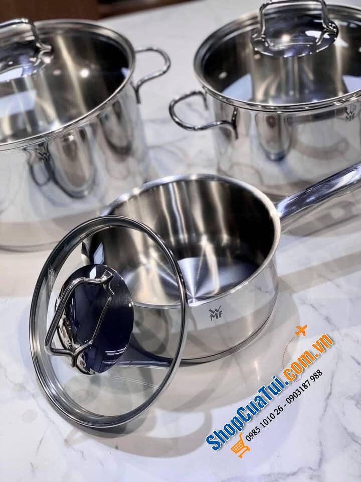 Bộ 3 món WMF Astoria gồm 2 nồi vung kính (24cm & 20cm) và 1 quánh 16cm vung kính- Kochgeschirr Set 3-teilig - BỘ NỒI WMF ASTORIA KOCHGESCHIRR SET 3-TEILIG.