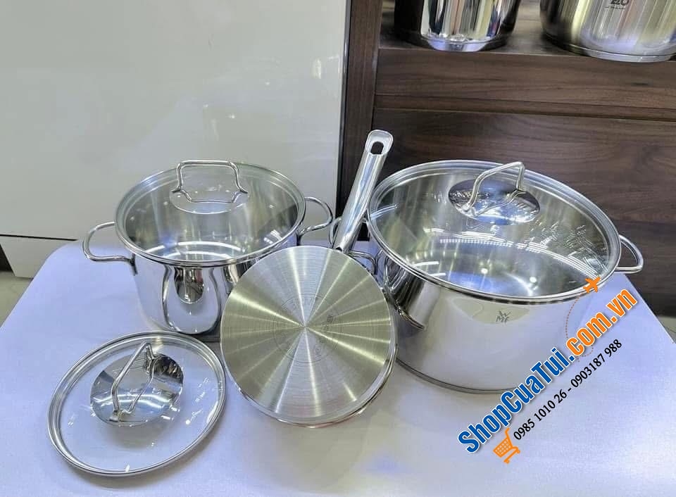 Bộ 3 món WMF Astoria gồm 2 nồi vung kính (24cm & 20cm) và 1 quánh 16cm vung kính- Kochgeschirr Set 3-teilig - BỘ NỒI WMF ASTORIA KOCHGESCHIRR SET 3-TEILIG.