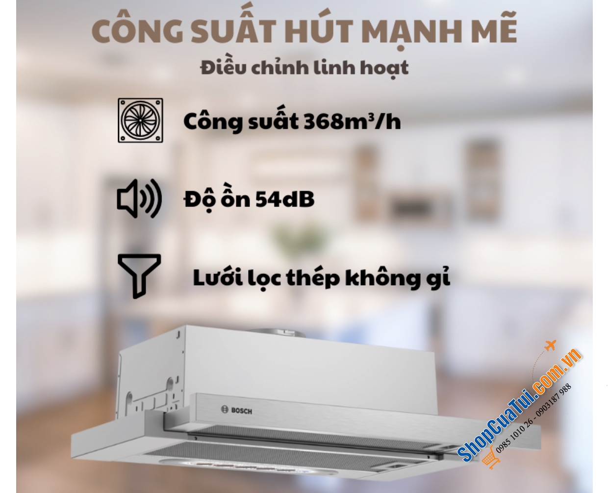 Máy hút mùi âm tủ Bosch DFT63AC50 Serie 4 thiết kế tinh tế và các tính năng tiên tiến