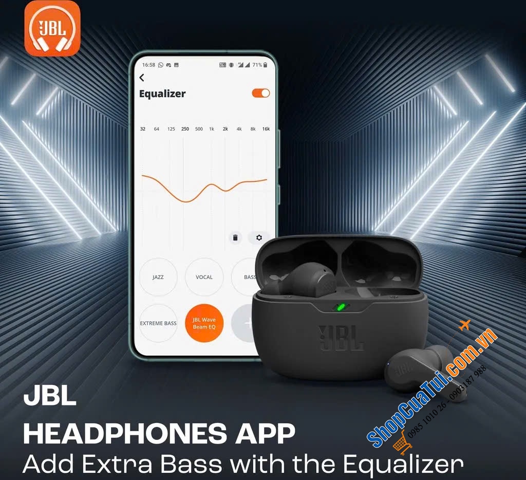 Tai nghe JBL Wave Beam In-Ear, trải nghiệm nghe hoàn toàn mới với âm bass mạnh mẽ, cùng âm thanh và giọng hát rõ ràng