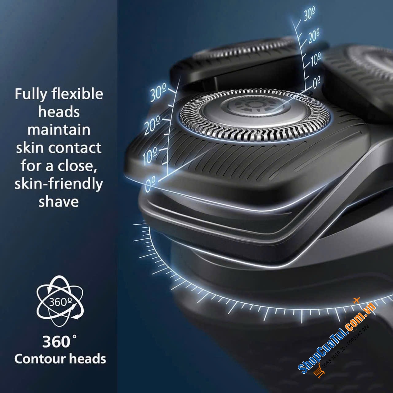 MÁY CẠO RÂU PHILIPS S5880 - máy Cạo râu không dây lên đến 60 phút khi được sạc đầy, 45 lưỡi dao tự mài sắc