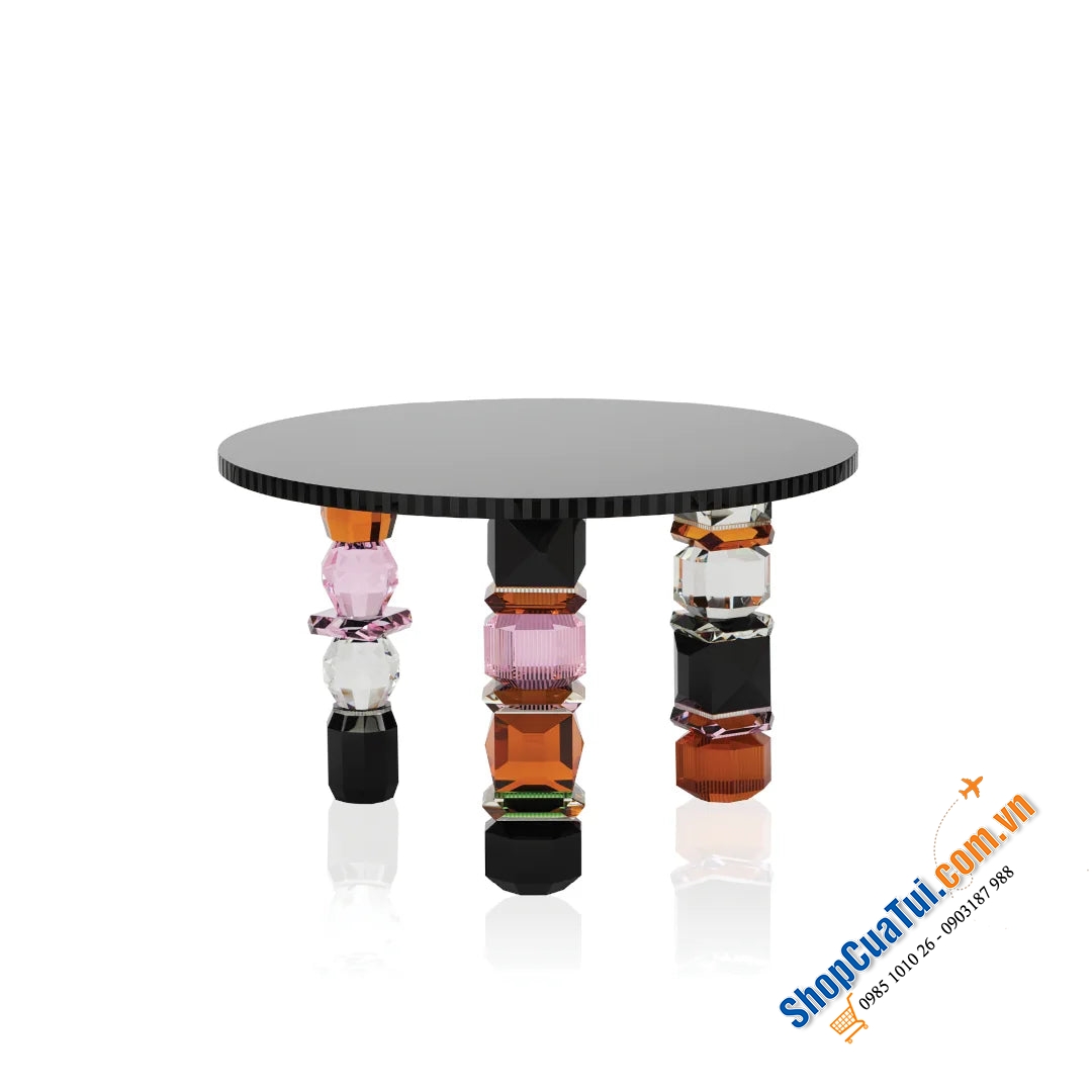 Bàn Reflections Copenhagen Orlando Table - Chiếc bàn pha lê Mặt đen, Chân nhiều màu - khiến bất kỳ không gian nào cũng trở nên quyến rũ