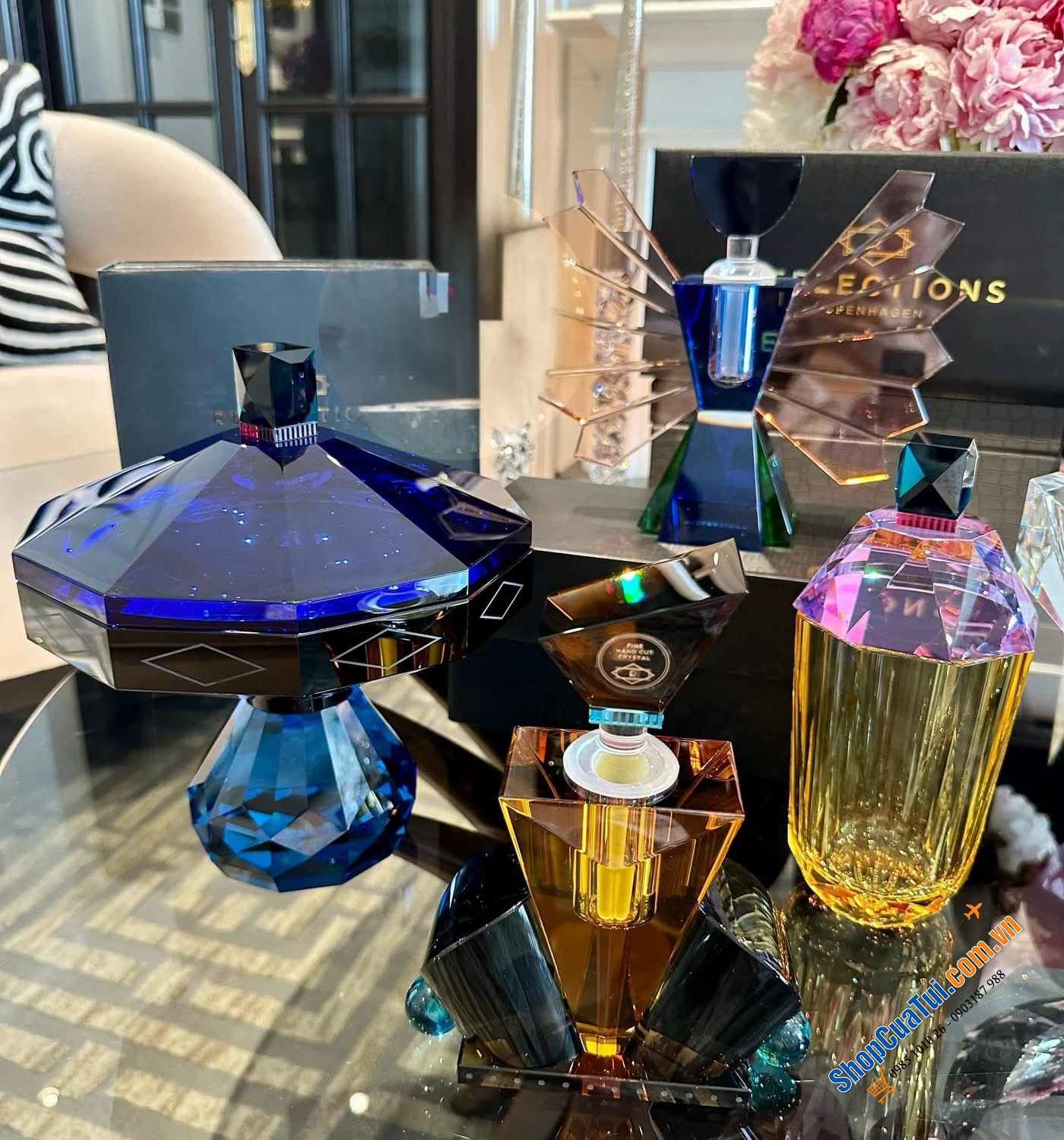 Chân bồng có nắp Reflections Copenhagen Hamptons Bonbonniere đựng bánh kẹo, muối tắm, hoa oải hương hoặc đồ trang sức cao cấp