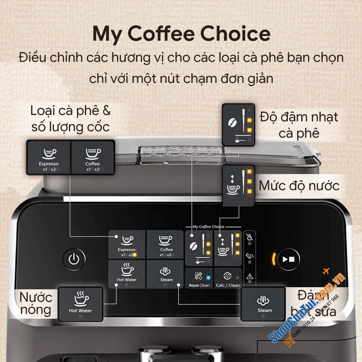 Máy pha cà phê Philips EP2220/10 made in Romania giúp tận hưởng 2 loại cà phê Espresso và cà phê đen cực ngon