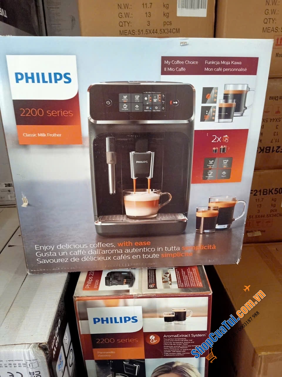 Máy pha cà phê Philips EP2220/10 made in Romania giúp tận hưởng 2 loại cà phê Espresso và cà phê đen cực ngon