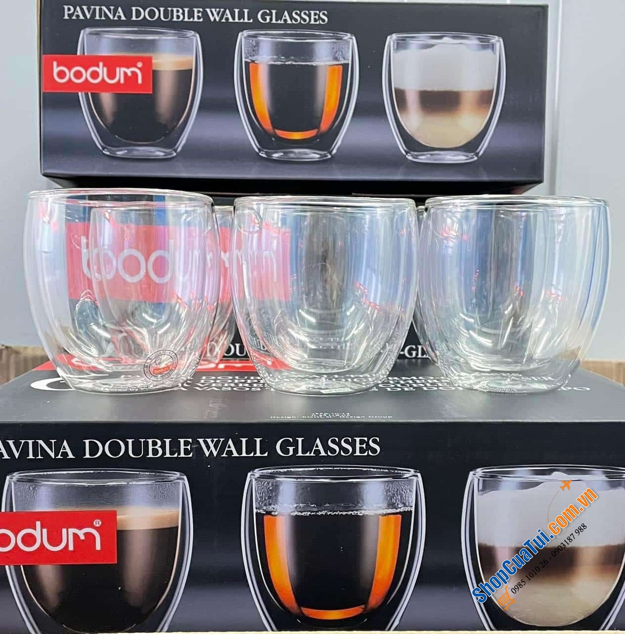 Sét cốc 2 lớp cách nhiệt BODUM PAVINA 250ml.