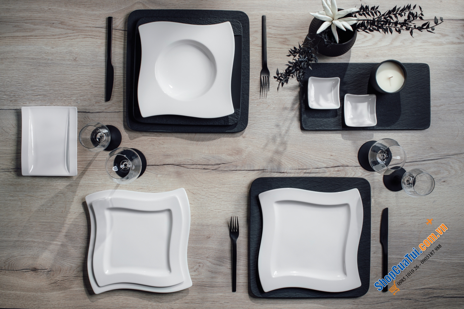 Set đĩa Villeroy & Boch Newwave - set 8 đĩa cho 4 người ăn tối cùng bạn bè