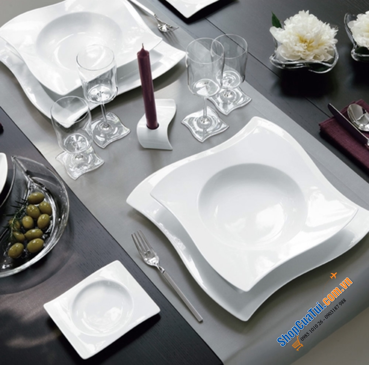 Set đĩa Villeroy & Boch Newwave - set 8 đĩa cho 4 người ăn tối cùng bạn bè