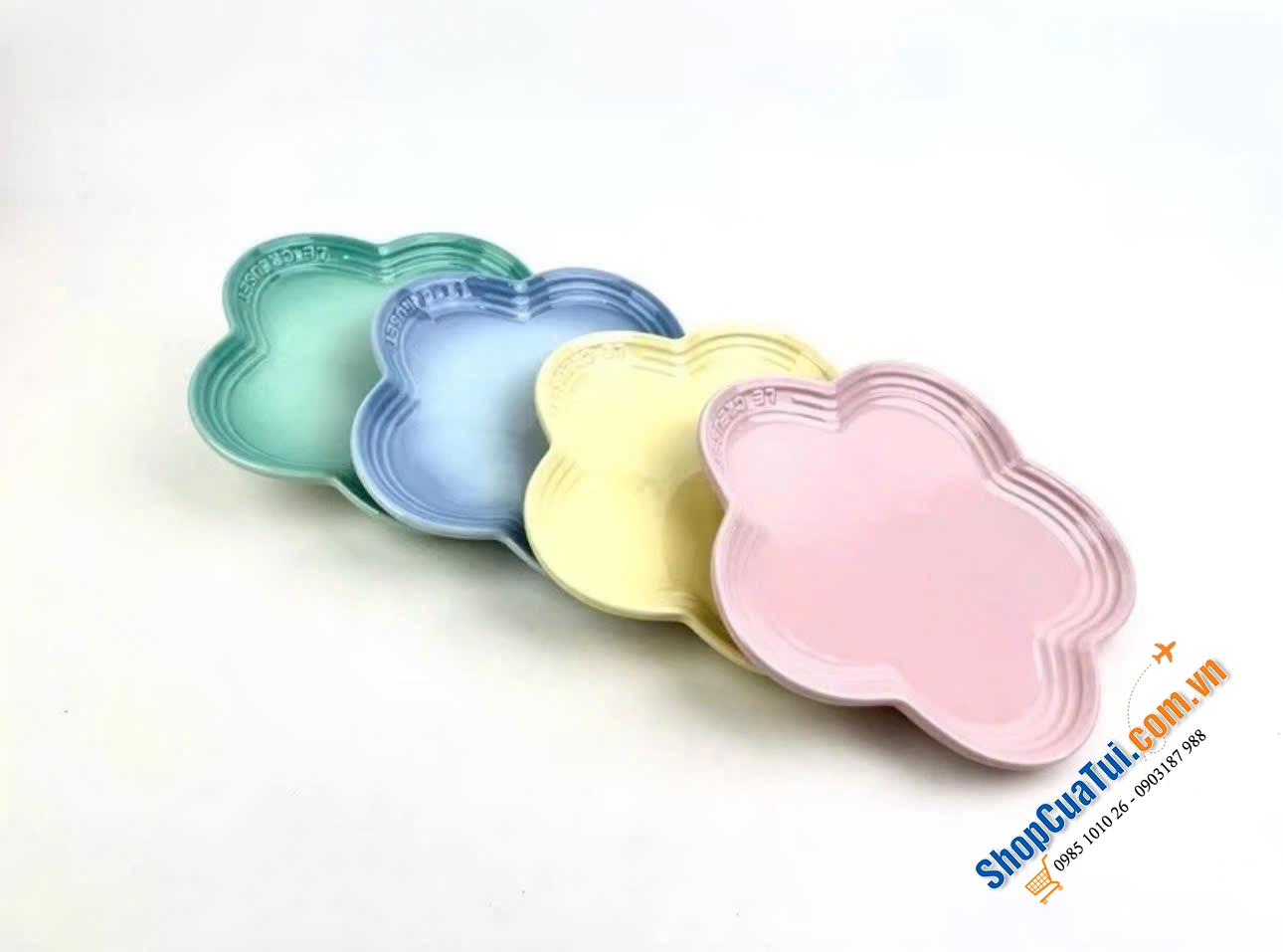 SET 4 ĐĨA HOA LE CREUSET MÀU PASTEL SIZE TO 23CM.