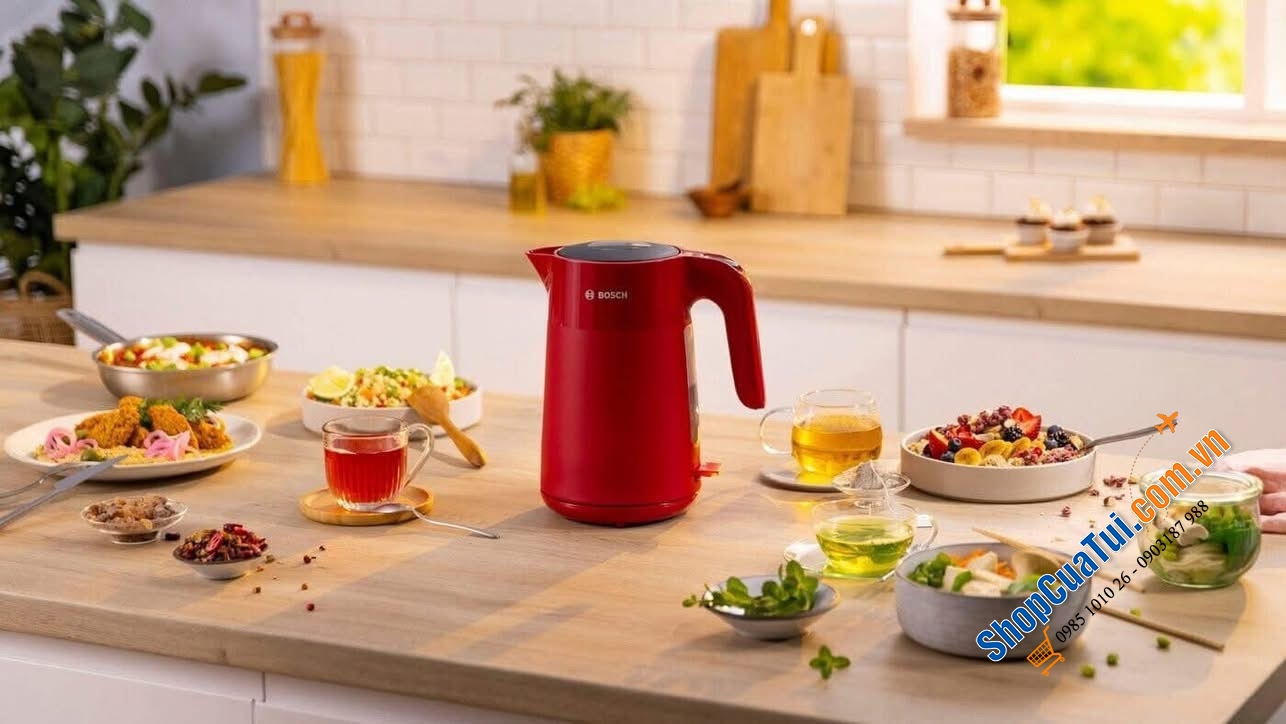 Ấm siêu tốc Bosch TWK2M164 màu đỏ.