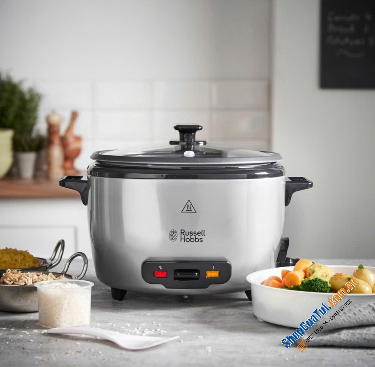 Nồi Cơm Điện Russell Hobbs 27040 Size 2L - Nồi cơ size lớn dành cho 6-10 người
