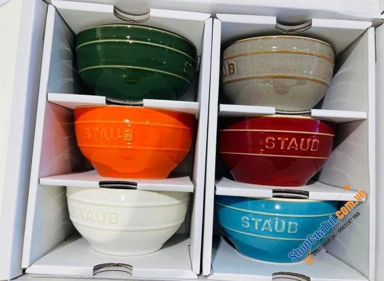 Set 6 bát ăn phở, cháo Staub 14cm - SET 6 BÁT ĂN MÌ STAUB 14CM 0,7L CẦU VỒNG.