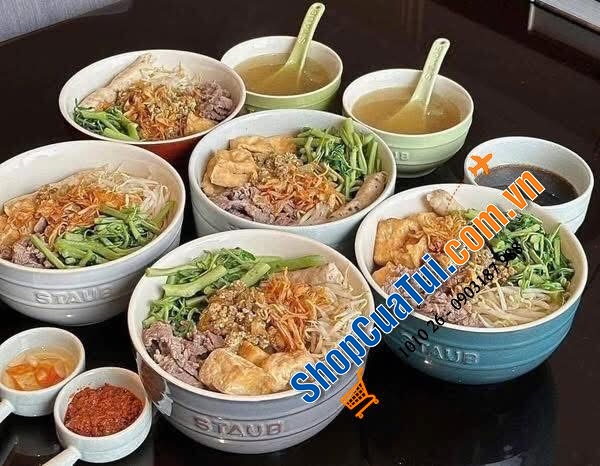 Set 6 bát ăn phở, cháo Staub 14cm - SET 6 BÁT ĂN MÌ STAUB 14CM 0,7L CẦU VỒNG.