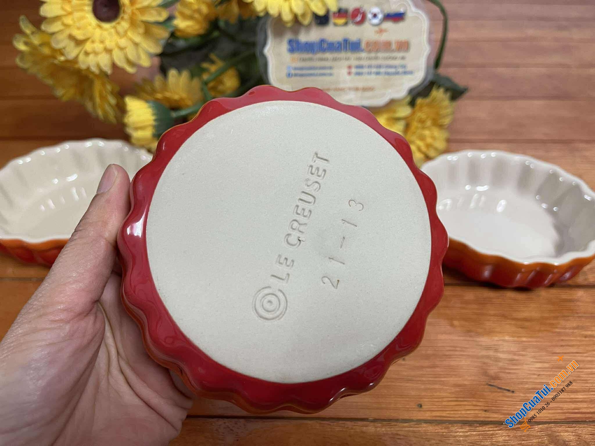 SET 4 ĐĨA/KHUÔN BÁNH LE CREUSET TARTE MẦU CAM.