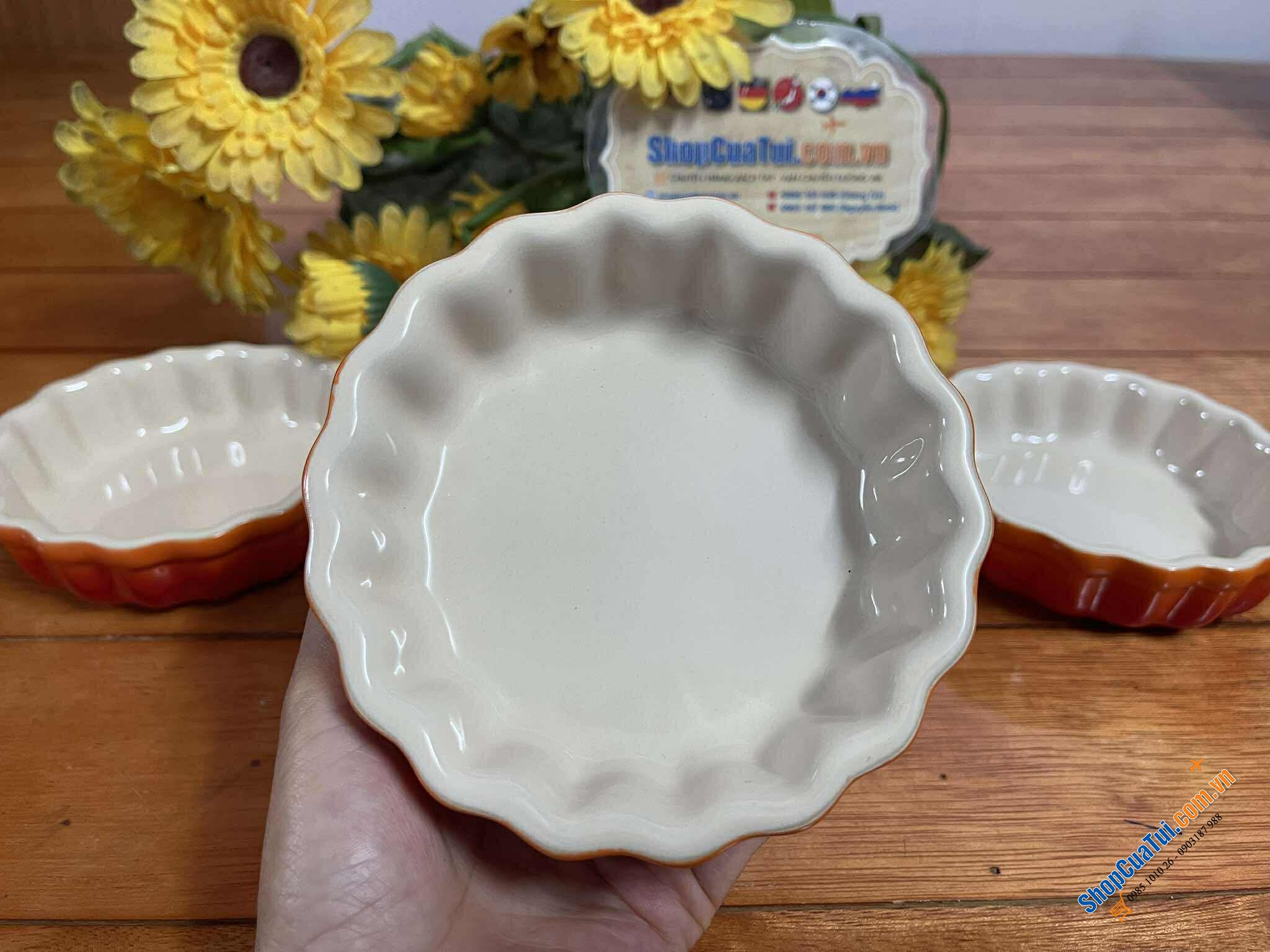 SET 4 ĐĨA/KHUÔN BÁNH LE CREUSET TARTE MẦU CAM.