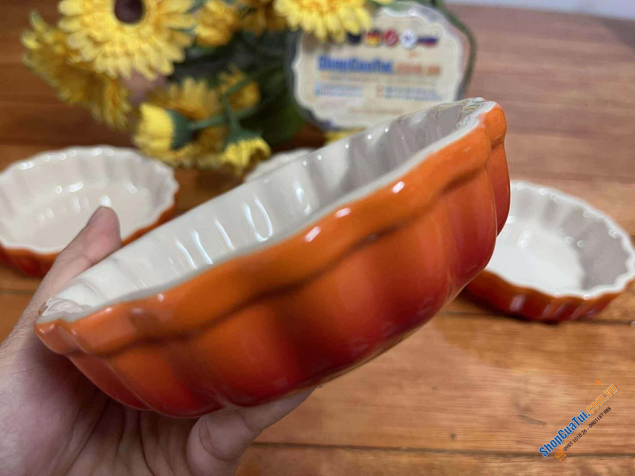 SET 4 ĐĨA/KHUÔN BÁNH LE CREUSET TARTE MẦU CAM.