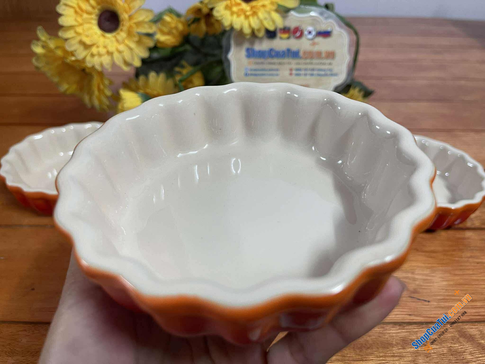 SET 4 ĐĨA/KHUÔN BÁNH LE CREUSET TARTE MẦU CAM.