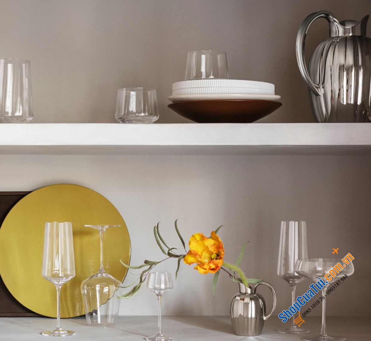 Bộ 6 cốc Georg Jensen Bernadotte 250ml dạng lượn sóng mềm mại