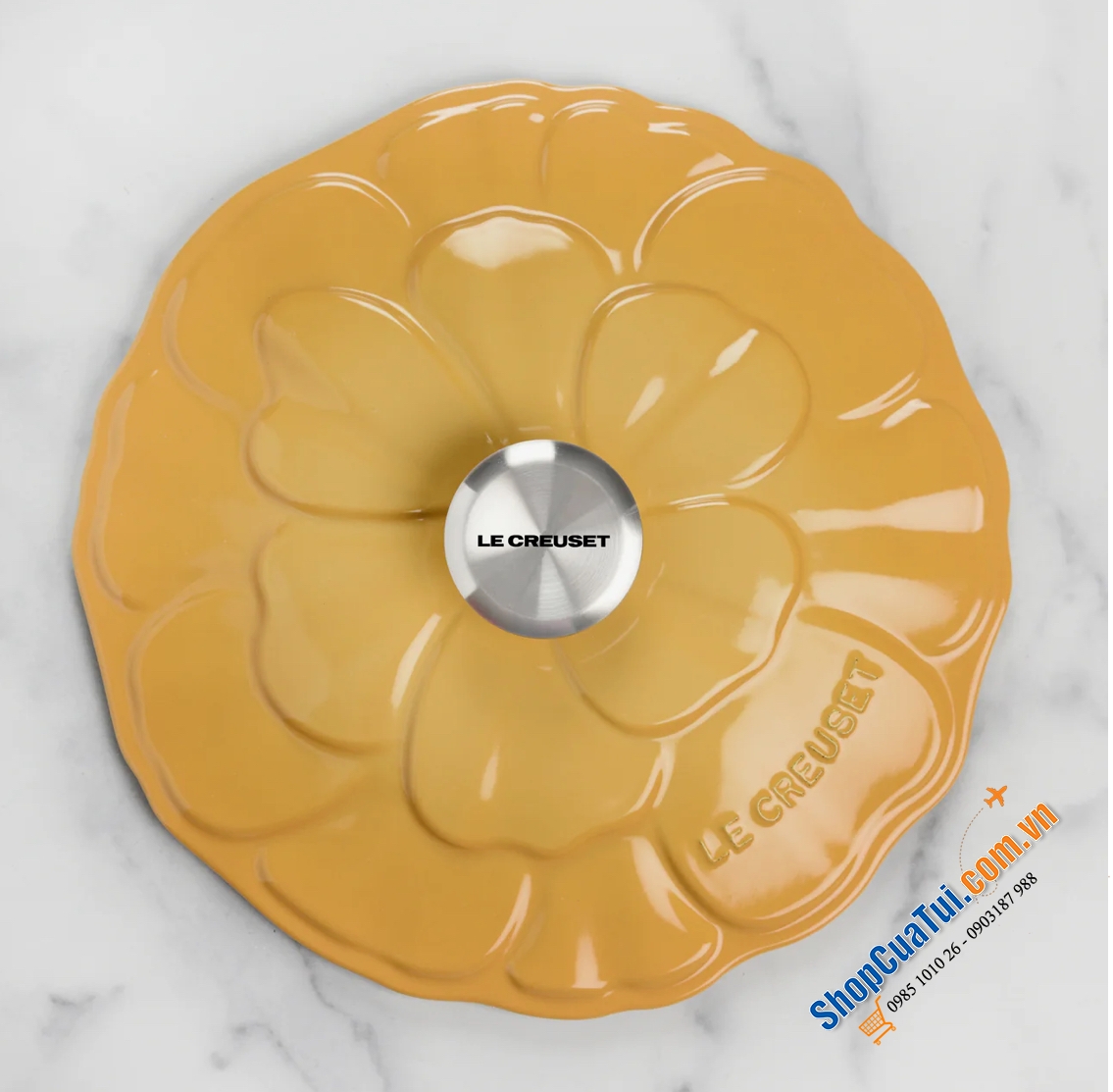 NỒI CHẢO TRÁNG MEN LE CREUSET HOA HẢI QUỲ (cúc la mã) 26cm - màu vàng - Le Creuset Signature Cast Iron 2.25-quart Honey Petal Braiser