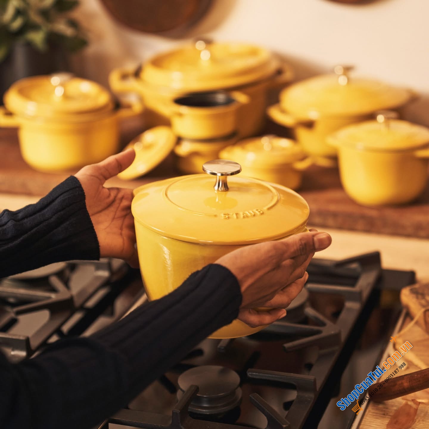 NỒI STAUB GOHAN 16 CM citron màu vàng chanh 1,75 Lít - Made in France