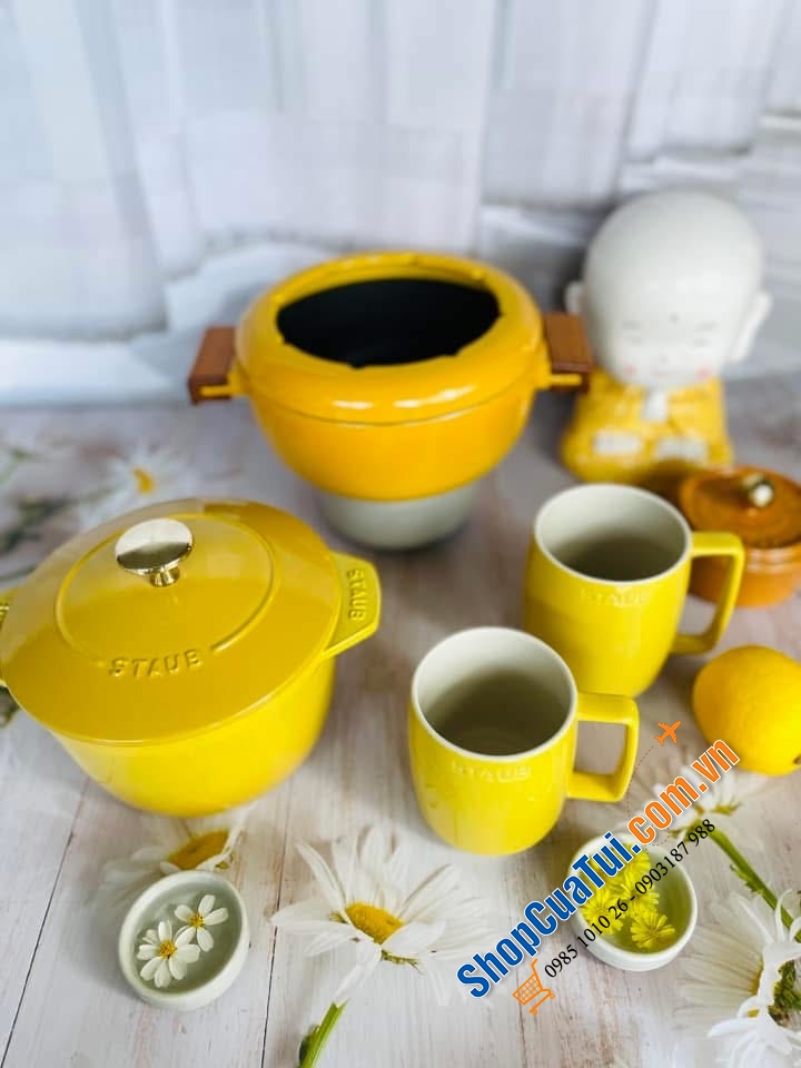 NỒI STAUB GOHAN 16 CM citron màu vàng chanh 1,75 Lít - Made in France