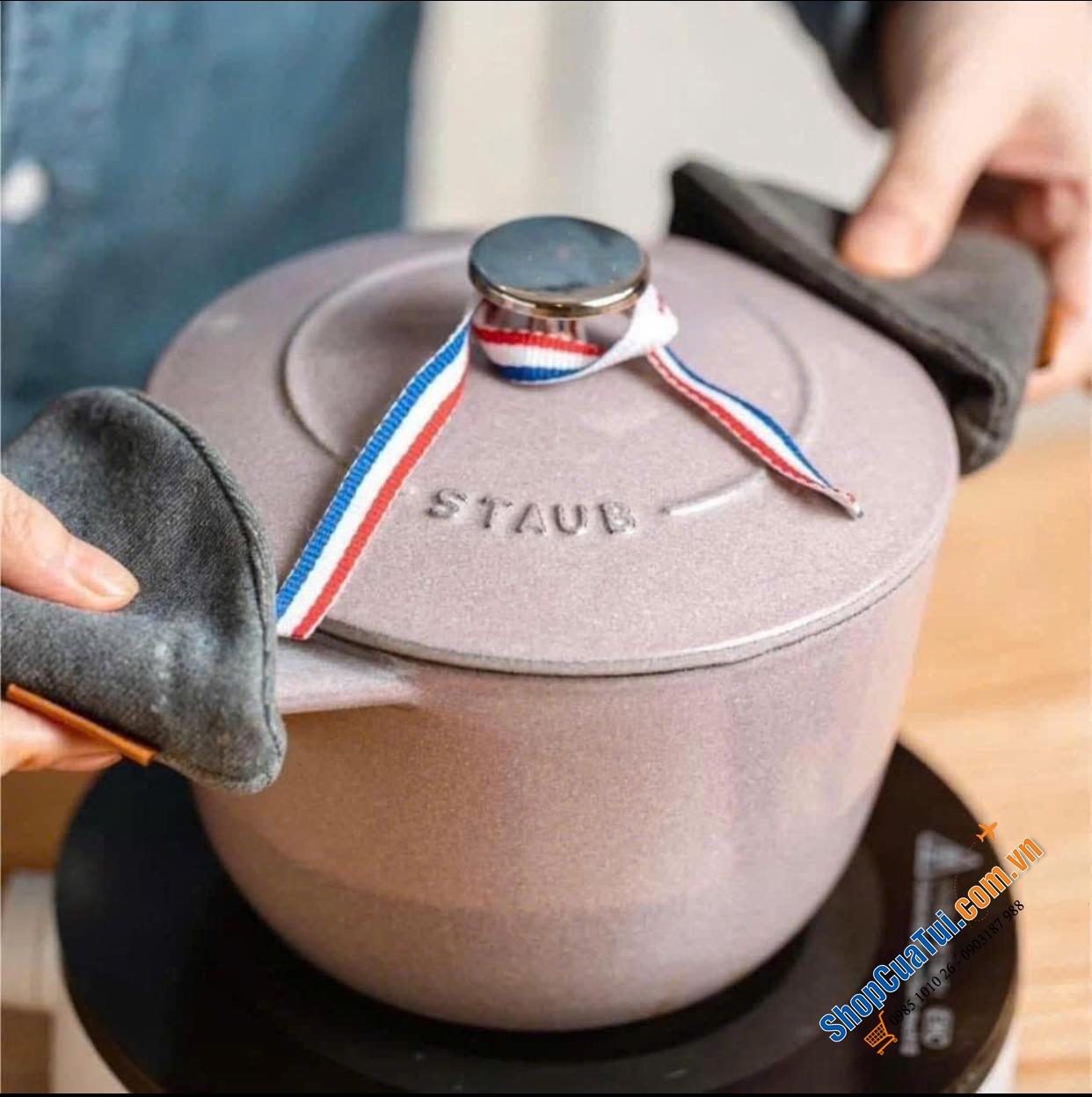 NỒI STAUB GOHAN 16 CM cherry blossom màu hoa anh đào 1,75 Lít - Made in France