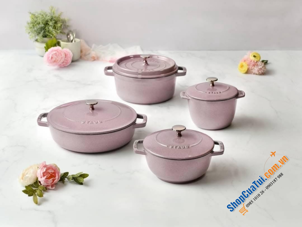 NỒI STAUB GOHAN 16 CM cherry blossom màu hoa anh đào 1,75 Lít - Made in France