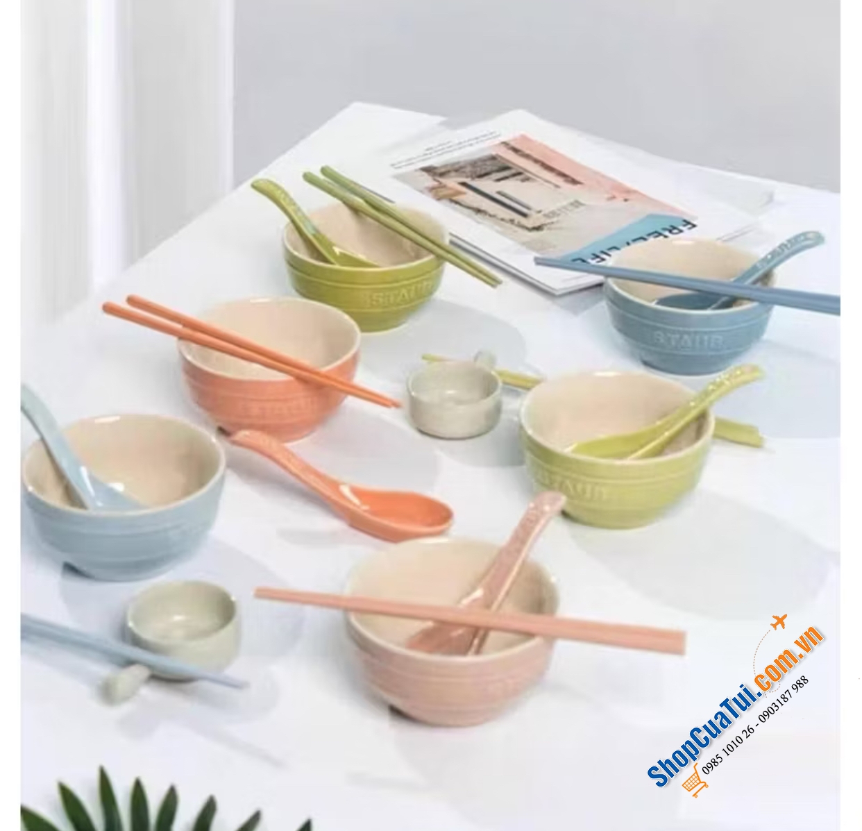 Set 18 món Staub Macaron Màu pastel xinh quá là xinh.