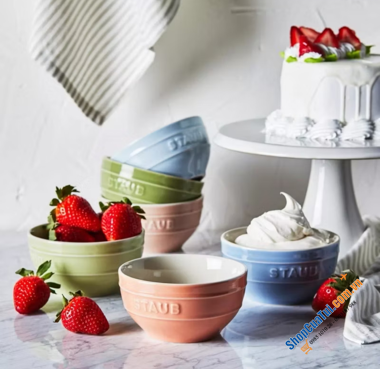 Set 18 món Staub Macaron Màu pastel xinh quá là xinh.