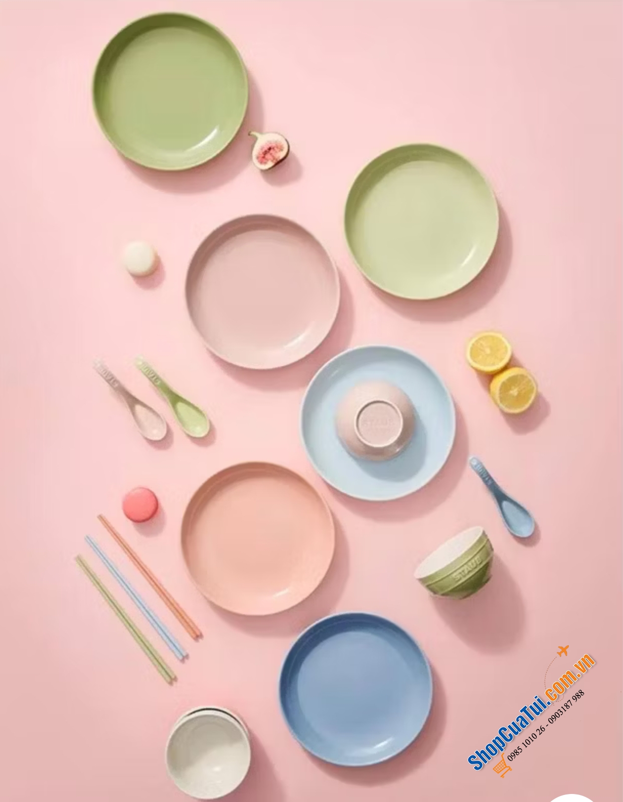 Set 18 món Staub Macaron Màu pastel xinh quá là xinh.