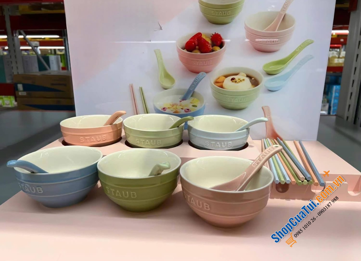 Set 18 món Staub Macaron Màu pastel xinh quá là xinh.