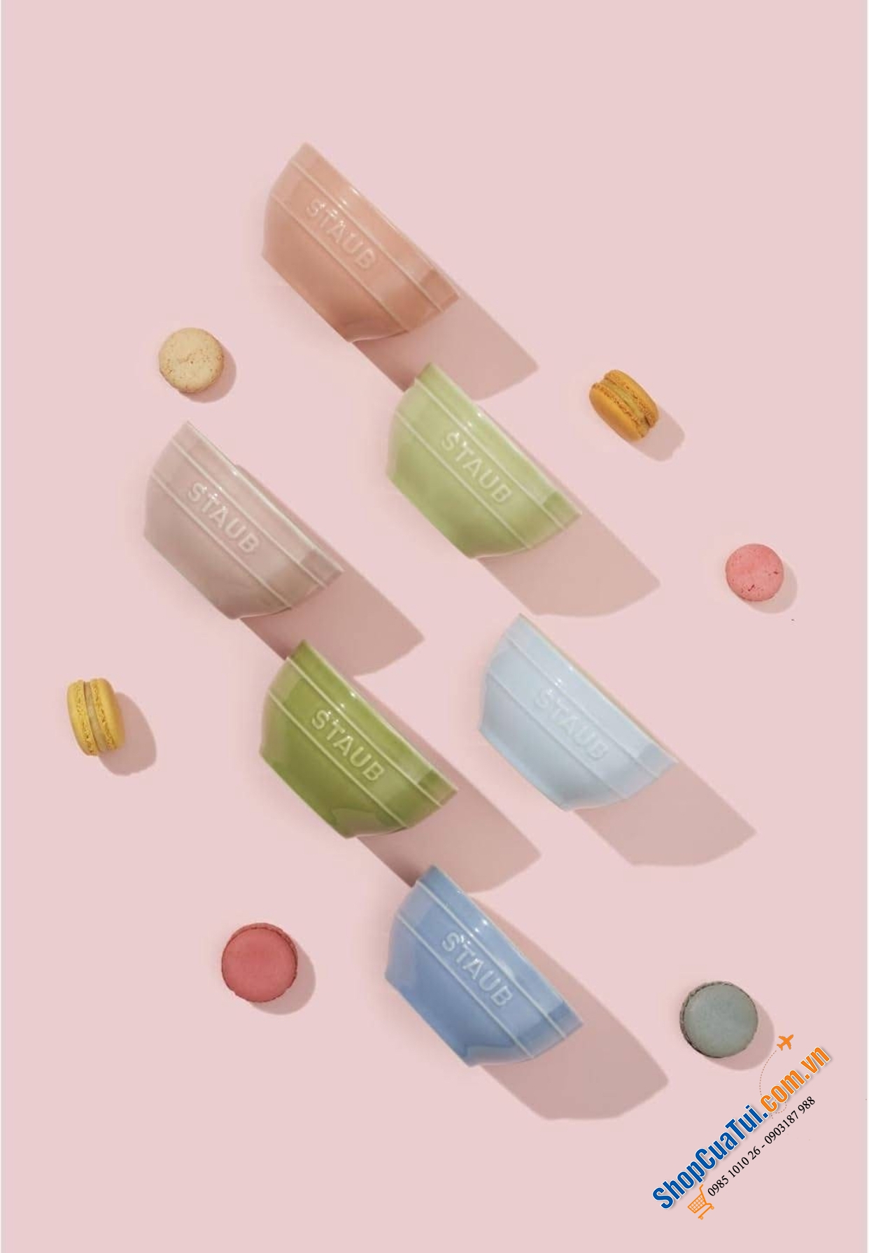 Set 18 món Staub Macaron Màu pastel xinh quá là xinh.