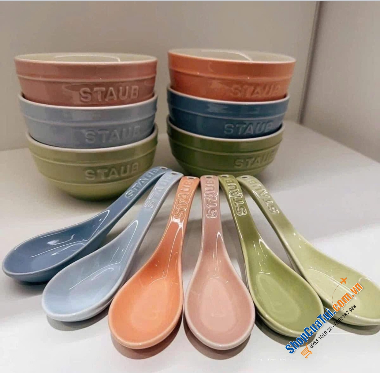 Set 18 món Staub Macaron Màu pastel xinh quá là xinh.