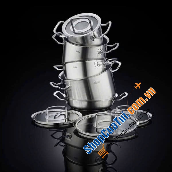 Bộ nồi Fissler Profi Original set 5 FISSLER ORIGINAL PPROFI có chảo 2 quai tổ ong 24cm - MADE IN GERMANY.