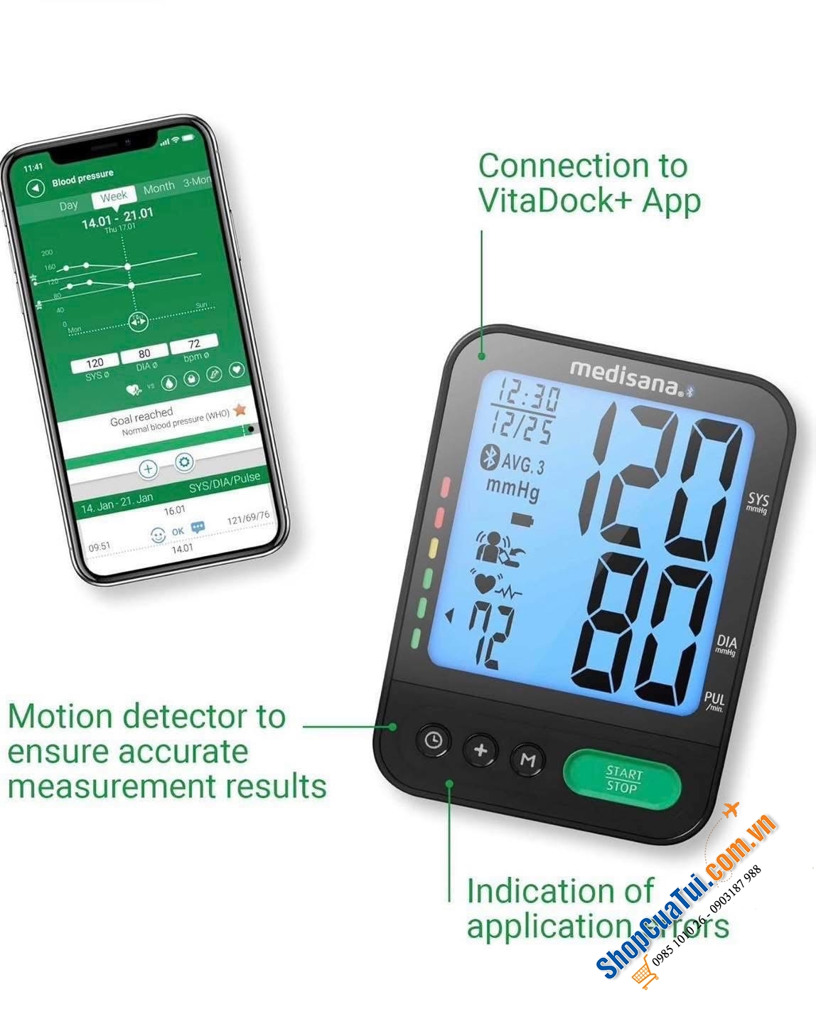 Máy đo huyết áp bắp tay Medisana BU580.