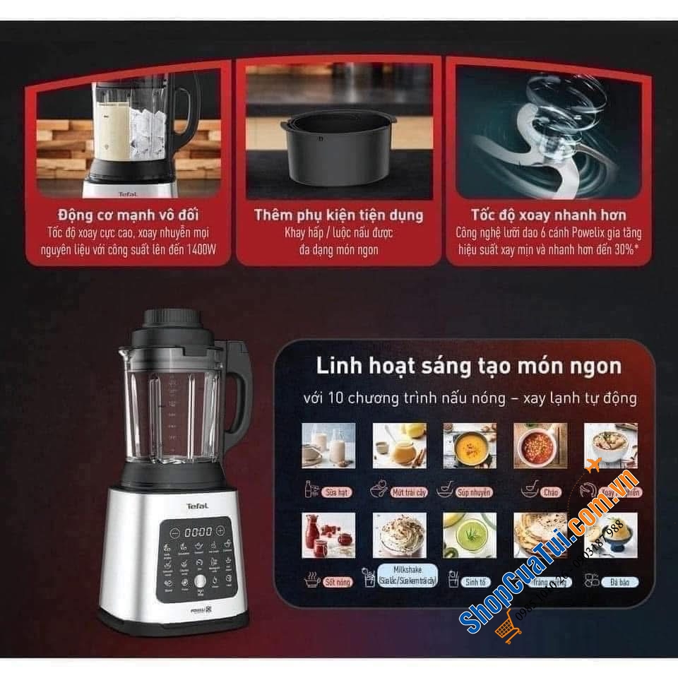 Máy làm sữa hạt, xay nấu đa năng Tefal Perfectmix Cook BL83SD66.