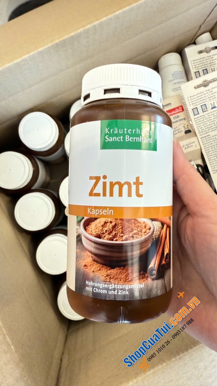 Viên Quế hỗ trợ ổn định đường huyết Zimt Kapseln mit Chrom und Zink Sanct Bernhard lọ 180 viên -  MADE IN GERMANY- dành cho bệnh nhân tiểu đường