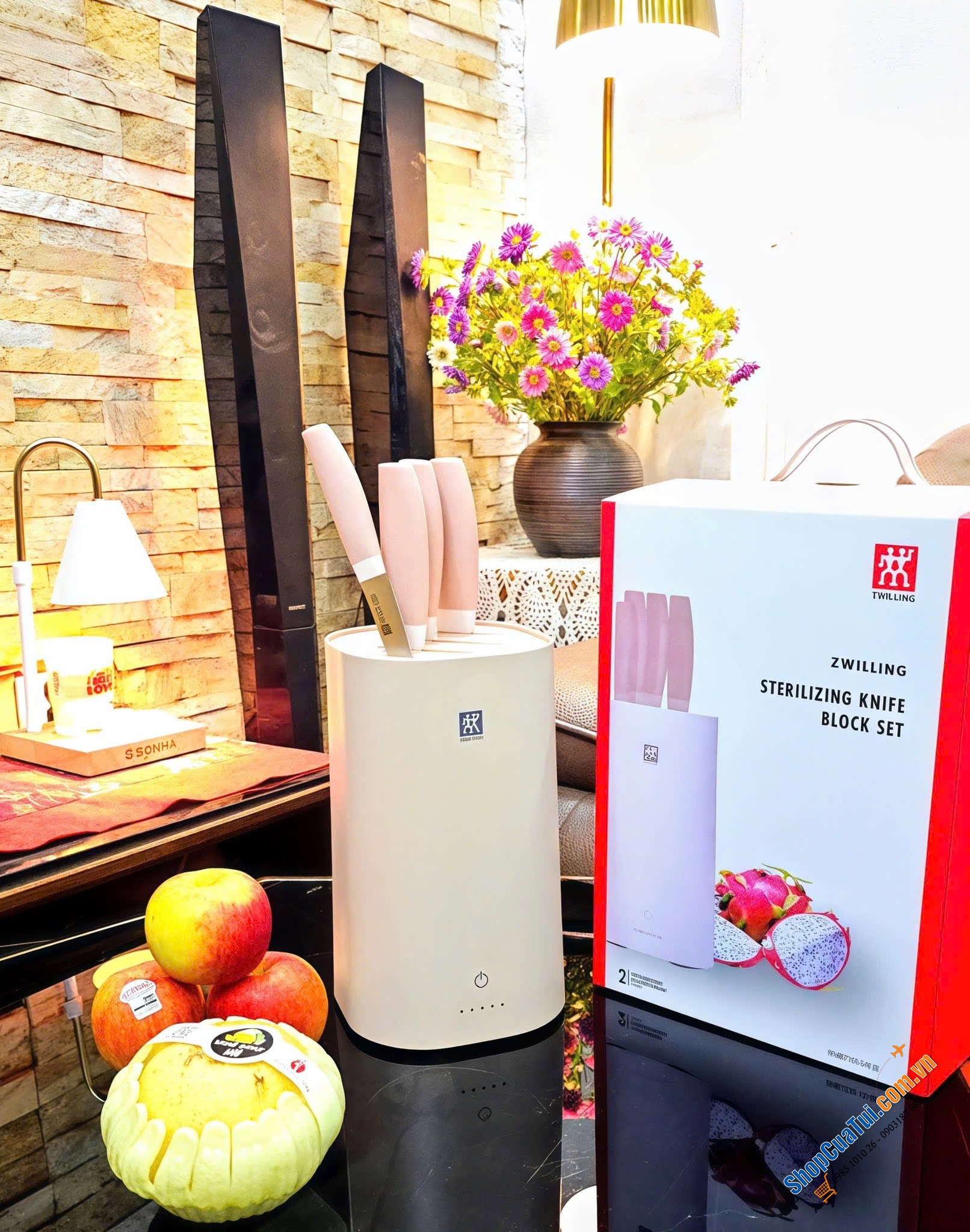 Bộ 4 dao kèm hộp tiệt trùng Zwilling - MÀU HỒNG