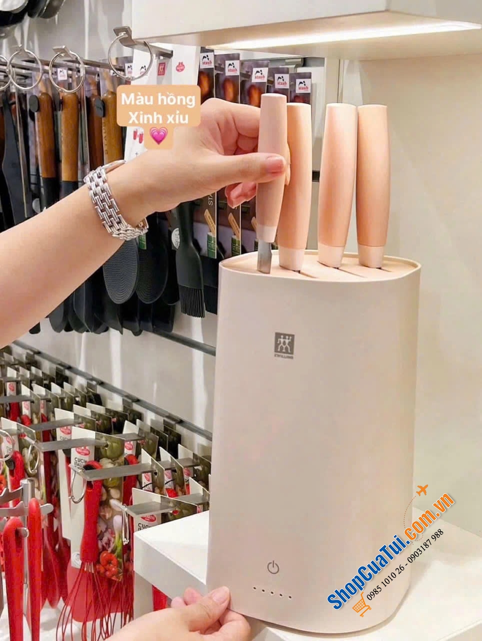 Bộ 4 dao kèm hộp tiệt trùng Zwilling - MÀU HỒNG