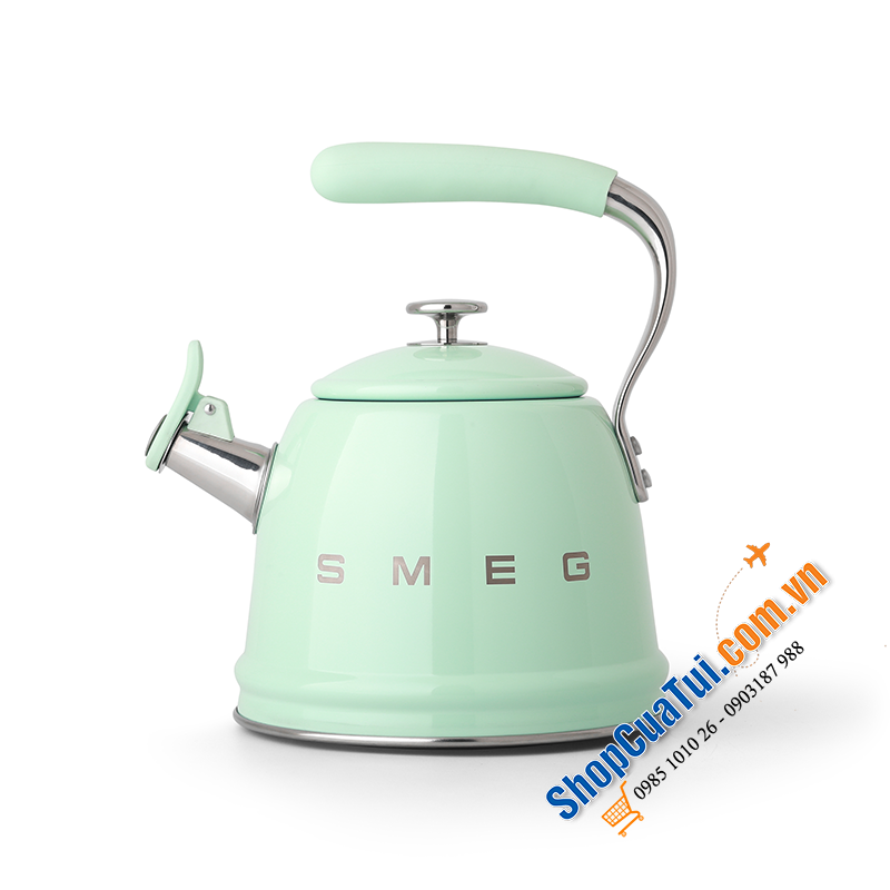 Ấm đun bếp từ Smeg 2,3L  có còi MÀU XANH - SMEG CKLW2001PG 2.3LT WHISTLING KETTLE PASTEL GREEN